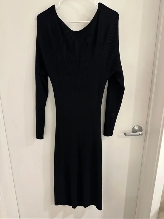 Abercrombie & Fitch Black Ribbed Cutout Midi Sweater Dress - Picture 4 of 5